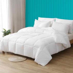 img 3 attached to 🌟 Luxurious Cobnom Down Alternative Comforter: Full/Queen Size, All-Season Bedding for Maximum Comfort - Soft Cotton Cover, Breathable Eucalyptus Mixed Microfiber Quilted Duvet Insert in Crisp White – Machine Washable & Odor-free