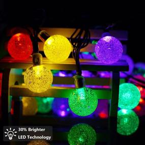 img 1 attached to 🌞 Solar Powered Outdoor String Lights: 36ft, Waterproof, 60 Crystal Bubble Globes, 8 Modes, Multi Color Changing - Christmas, Porch, Yard, Bistro Decoration (Pack of 2)
