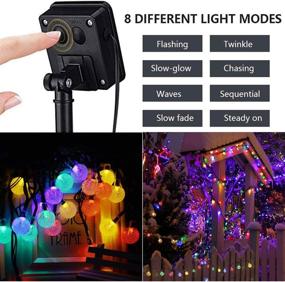 img 3 attached to 🌞 Solar Powered Outdoor String Lights: 36ft, Waterproof, 60 Crystal Bubble Globes, 8 Modes, Multi Color Changing - Christmas, Porch, Yard, Bistro Decoration (Pack of 2)
