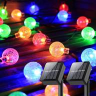 🌞 solar powered outdoor string lights: 36ft, waterproof, 60 crystal bubble globes, 8 modes, multi color changing - christmas, porch, yard, bistro decoration (pack of 2) logo