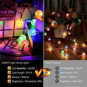 img 2 attached to 🌞 Solar Powered Outdoor String Lights: 36ft, Waterproof, 60 Crystal Bubble Globes, 8 Modes, Multi Color Changing - Christmas, Porch, Yard, Bistro Decoration (Pack of 2)