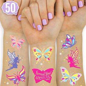 img 4 attached to 🦋 xo, Fetti Butterfly Tattoos for Kids - 50 Glitter Styles: Perfect Birthday Party Supplies and Fairy Decor