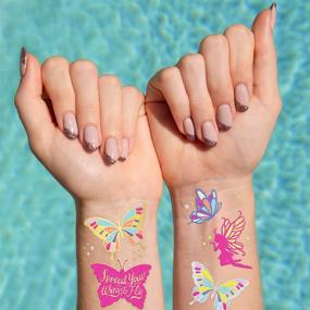 img 2 attached to 🦋 xo, Fetti Butterfly Tattoos for Kids - 50 Glitter Styles: Perfect Birthday Party Supplies and Fairy Decor