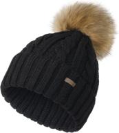 stay trendy and warm with camptarce winter hats for women: chunky knit beanie with pom pom - cute, stylish, and cozy skull ski cap. logo