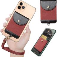 📱 wrist lanyard with id holder: doormoon red card wallet & phone sleeve for securely carrying credit cards and cash with extra tall pocket logo