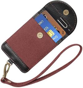 img 1 attached to 📱 Wrist Lanyard with ID Holder: Doormoon Red Card Wallet & Phone Sleeve for Securely Carrying Credit Cards and Cash with Extra Tall Pocket