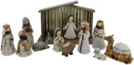 👑 12 piece premium nativity set by burton and burton - king is born scene with baby jesus, mary, joseph, and 11 resin figurines logo