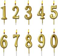 set of 10 birthday numeral candles, cake topper decoration for kids and adults, number 0-9 cake candles for birthday, wedding, anniversary party celebration - gold logo