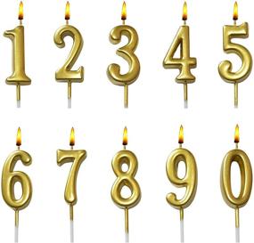 img 4 attached to Set of 10 Birthday Numeral Candles, Cake Topper Decoration for Kids and Adults, Number 0-9 Cake Candles for Birthday, Wedding, Anniversary Party Celebration - Gold