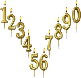 img 3 attached to Set of 10 Birthday Numeral Candles, Cake Topper Decoration for Kids and Adults, Number 0-9 Cake Candles for Birthday, Wedding, Anniversary Party Celebration - Gold