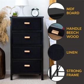 img 1 attached to 🗄️ Zenacasa Black Foldable Dresser - Small 4-Drawer Dresser for Bedroom - Wood Dresser, No Assembly Required, Clothing Storage - Bedroom Organizer and Storage Solution