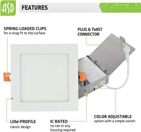 img 1 attached to 💡 ASD Ultra Thin Square LED Recessed Lighting 6 Inch: Versatile Color Temperatures, Dimmable & Energy Efficient