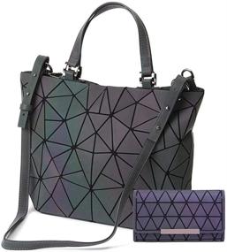 img 4 attached to Geometric Luminous Holographic Reflective Cross Body Women's Handbags & Wallets