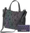 geometric luminous holographic reflective cross body women's handbags & wallets logo