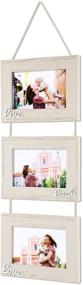 img 4 attached to Rustic Wood Vintage White Hanging Picture Frame Set - ONE WALL Collage, Vertical 3 Photo Frames, 4x6 Inch Frames on Hanging Rope