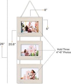 img 3 attached to Rustic Wood Vintage White Hanging Picture Frame Set - ONE WALL Collage, Vertical 3 Photo Frames, 4x6 Inch Frames on Hanging Rope