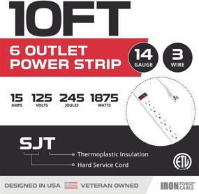 img 3 attached to 💡 White Power Strip Surge Protector - 6 Outlet, 10ft Extension Cord, ETL Listed, 15A/1875W, 14/3 SJT Surge Suppressor