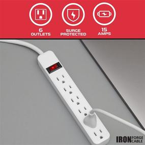 img 2 attached to 💡 White Power Strip Surge Protector - 6 Outlet, 10ft Extension Cord, ETL Listed, 15A/1875W, 14/3 SJT Surge Suppressor