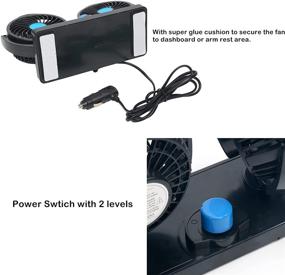 img 1 attached to 🌬️ Enhance Car Comfort with the Electric Car Cooling Air Fan - Dual Fan 12V with 2 Speeds, 360° Rotation for Truck, Van, Boat and RV