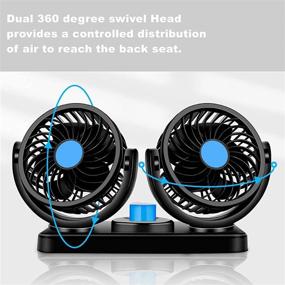 img 2 attached to 🌬️ Enhance Car Comfort with the Electric Car Cooling Air Fan - Dual Fan 12V with 2 Speeds, 360° Rotation for Truck, Van, Boat and RV