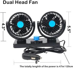 img 3 attached to 🌬️ Enhance Car Comfort with the Electric Car Cooling Air Fan - Dual Fan 12V with 2 Speeds, 360° Rotation for Truck, Van, Boat and RV