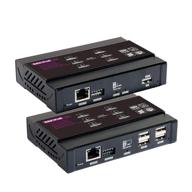 4k hdmi usb extender over cat5e/6 up to 100m (328ft), kvm extender with 1080p@60hz support, plug & play, keyboard & mouse ethernet network, near zero latency, 4 port usb2.0 logo