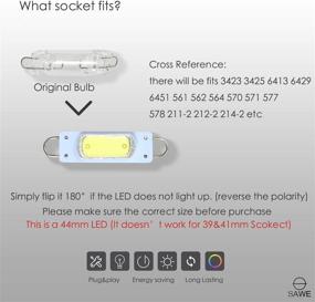 img 2 attached to 🚗 SAWE - High-Performance 44mm COB Festoon LED Bulbs for Car Side Door Courtesy - Rigid Loop 1.73" LED Light Bulbs - 561 562 567 (2 pieces) - White