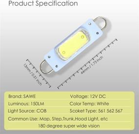 img 3 attached to 🚗 SAWE - High-Performance 44mm COB Festoon LED Bulbs for Car Side Door Courtesy - Rigid Loop 1.73" LED Light Bulbs - 561 562 567 (2 pieces) - White