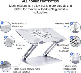 img 2 attached to 💻 Skrebba Laptop Stand: Adjustable Ergonomic Holder with Heat-Vent, Elevates MacBook, Air, Pro & All Laptops 10-17" - Silver