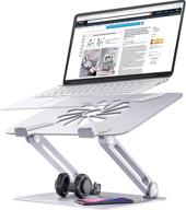 💻 skrebba laptop stand: adjustable ergonomic holder with heat-vent, elevates macbook, air, pro & all laptops 10-17" - silver логотип