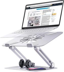 img 4 attached to 💻 Skrebba Laptop Stand: Adjustable Ergonomic Holder with Heat-Vent, Elevates MacBook, Air, Pro & All Laptops 10-17" - Silver