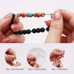 img 1 attached to 🔮 752pcs Lava Beads Kit - Chakra Beads with Elastic String and Needle for Essential Oils Bracelet Necklace Jewelry Making (8mm 6mm 4mm)