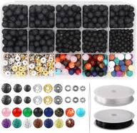 🔮 752pcs lava beads kit - chakra beads with elastic string and needle for essential oils bracelet necklace jewelry making (8mm 6mm 4mm) logo