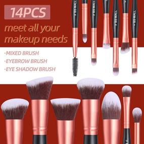 img 2 attached to 💄 BS-MALL Rose Golden Stand Up 14 Pcs Makeup Brush Set: Premium Synthetic Brushes for Foundation, Powder, Concealers, Eye Shadows