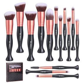 img 4 attached to 💄 BS-MALL Rose Golden Stand Up 14 Pcs Makeup Brush Set: Premium Synthetic Brushes for Foundation, Powder, Concealers, Eye Shadows