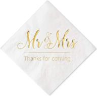 🍾 crisky wedding napkins mr and mrs: stunning gold cocktail beverage dessert napkins for wedding decor - 100 pcs, 3-ply logo