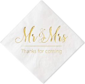 img 4 attached to 🍾 Crisky Wedding Napkins Mr and Mrs: Stunning Gold Cocktail Beverage Dessert Napkins for Wedding Decor - 100 Pcs, 3-Ply