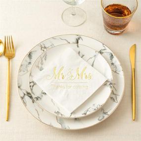 img 1 attached to 🍾 Crisky Wedding Napkins Mr and Mrs: Stunning Gold Cocktail Beverage Dessert Napkins for Wedding Decor - 100 Pcs, 3-Ply