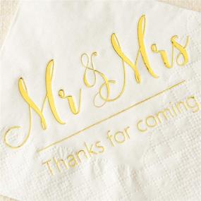 img 3 attached to 🍾 Crisky Wedding Napkins Mr and Mrs: Stunning Gold Cocktail Beverage Dessert Napkins for Wedding Decor - 100 Pcs, 3-Ply