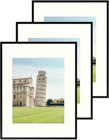 img 4 attached to 🖼️ Golden State Art, 11x14 Aluminum Metal Frame with Ivory Mat for 8x10 Pictures - Wall Mounting - Real Glass (Black, Pack of 3) - Includes Sawtooth Hangers and Spring Clips