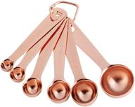 🥄 copper plated stainless steel measuring spoons set of 6 - 1/8 tsp, 1/4 tsp, 1/2 tsp, 1 tsp, 1/2 tbsp & 1 tbsp | ideal for measuring dry and liquid ingredients, perfect fit for spice jars логотип