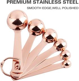 img 3 attached to 🥄 Copper Plated Stainless Steel Measuring Spoons Set of 6 - 1/8 tsp, 1/4 tsp, 1/2 tsp, 1 tsp, 1/2 tbsp & 1 tbsp | Ideal for Measuring Dry and Liquid Ingredients, Perfect Fit for Spice Jars