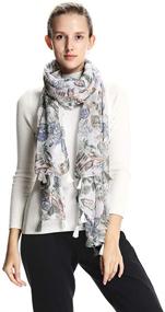 img 1 attached to Lightweight Floral Scarf for Women: Stylish Accessories