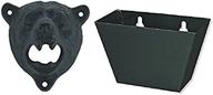 dayz iron bear teeth wall mount bottle opener and cap catcher set (black bear opener + black catcher) - enhanced seo логотип