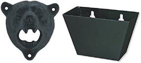 img 1 attached to Dayz Iron Bear Teeth Wall Mount Bottle Opener and Cap Catcher Set (Black Bear Opener + Black Catcher) - Enhanced SEO