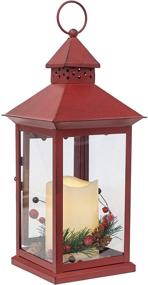 img 4 attached to 🎄 Rustic Red Holly Berry and Pine Look Distressed Metal Hanging Lantern - 13.5 Inch Decorative Accent by Mark Feldstein & Associates