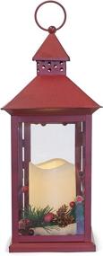 img 3 attached to 🎄 Rustic Red Holly Berry and Pine Look Distressed Metal Hanging Lantern - 13.5 Inch Decorative Accent by Mark Feldstein & Associates