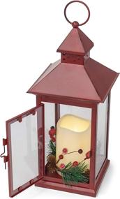 img 2 attached to 🎄 Rustic Red Holly Berry and Pine Look Distressed Metal Hanging Lantern - 13.5 Inch Decorative Accent by Mark Feldstein & Associates