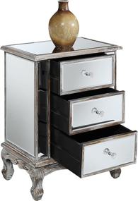 img 3 attached to 🌟 Convenience Concepts Gold Coast Vineyard 3 Drawer Mirrored End Table: Elegant Weathered White and Mirror Design for Added Style