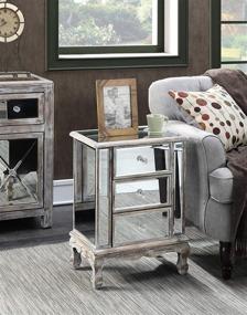 img 2 attached to 🌟 Convenience Concepts Gold Coast Vineyard 3 Drawer Mirrored End Table: Elegant Weathered White and Mirror Design for Added Style